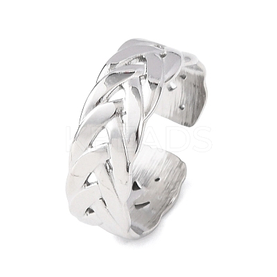 304 Stainless Steel Criss Cross Cuff Rings RJEW-G368-01P-1