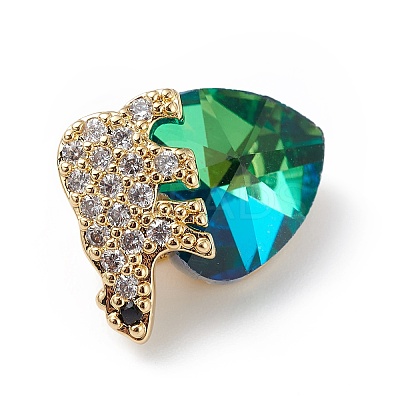Real 18K Gold Plated Rack Plating Brass Micro Pave Clear Cubic Zirconia Pendants KK-C015-06G-08-1