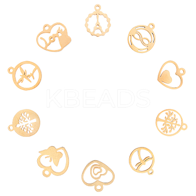 20Pcs 10 Style 304 Stainless Steel Charms STAS-UN0020-17G-1