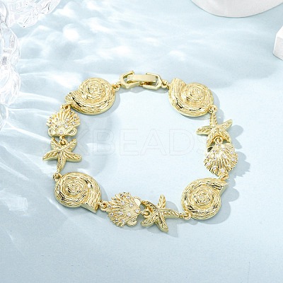 Brass Micro Pave Clear Cubic Zirconia Link Bracelets for Women BJEW-H209-09B-G-1