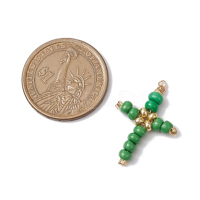 Glass Seed Beads Pendants PALLOY-MZ00378-1
