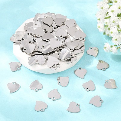 Tarnish Resistant Heart 201 Stainless Steel Blank Tag Charms STAS-R071-11-1