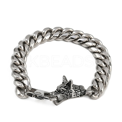 304 Stainless Steel Cuban Chain Bracelets for Men BJEW-I321-01ASP-1