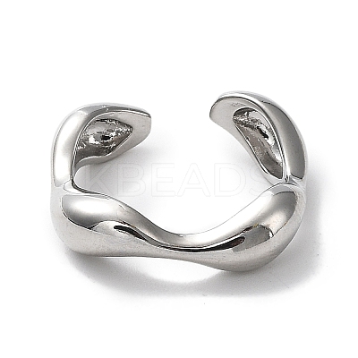 Rack Plating Brass Twist Wave Open Cuff Rings for Women X-RJEW-Q777-08P-1