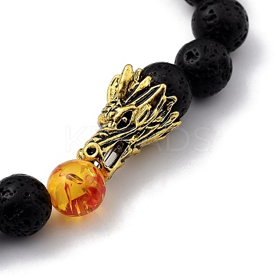 Men's Natural Howlite & Lava Rock Stretch Beaded Bracelets Sets BJEW-JB05429-1
