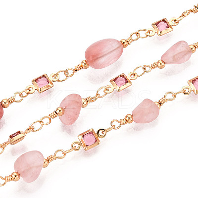 Handmade Brass Glass Square Link Chains CHC-T017-03-1