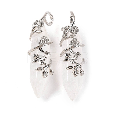 Natural Quartz Crystal Double Terminal Pointed Pendants G-C144-03P-05-1