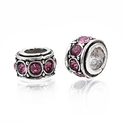 Alloy Rhinestone European Beads MPDL-Q212-001H-RS-1