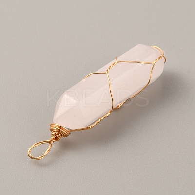 Natural Rose Quartz Double Terminated Pointed Pendants G-TAC0010-04G-01-1