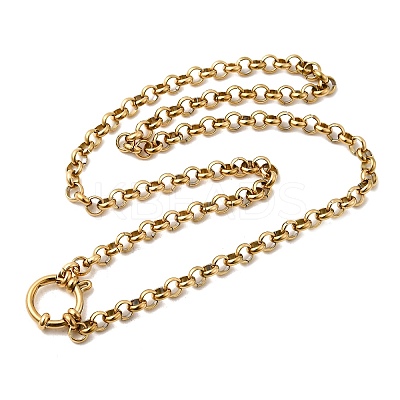 304 Stainless Steel Rolo Chain Necklaces with Spring Ring Clasps for Women NJEW-Z091-03G-1