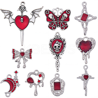 20Pcs 10 Styles Gothic Alloy Enamel Pendants FIND-SC0021-76-1
