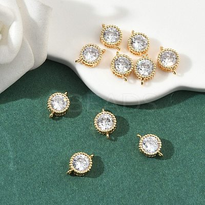 SHEGRACE Brass Pave Clear Cubic Zirconia Flat Round Connector Charms XGRQ3D332-501P-1