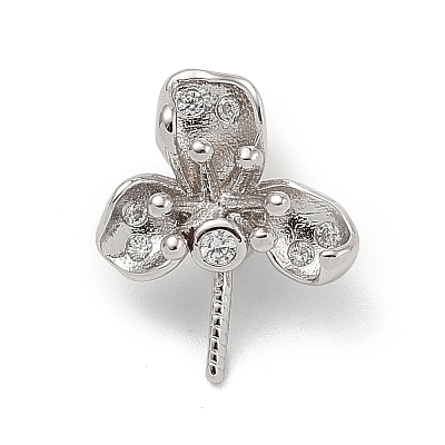 925 Sterling Silver Pave Clear Cubic Zirconia Flower Pendant Bails STER-P068-06P-1