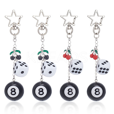 4Pcs 2 Styles Plastic & Alloy Enamel Pendant Decorations HJEW-ME00024-1