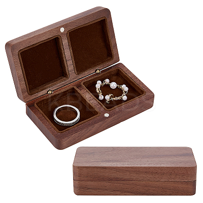 2-Slot Black Walnut Jewelry Magnetic Storage Boxes CON-WH0095-09C-1