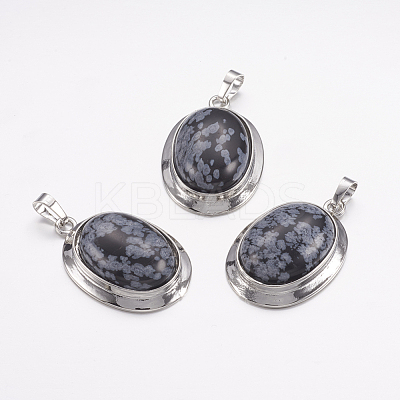 Natural Snowflake Obsidian Pendants G-K252-A06-1