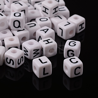 Chunky Letter Acrylic Cube Beads for Kids Jewelry X-PL37C9447-1