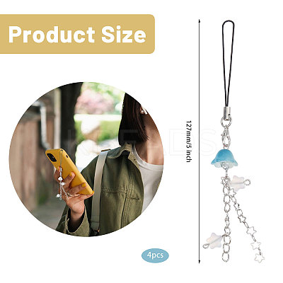 4Pcs 4 Colors Jellyfish & Star Mobile Straps FIND-GL0001-90-1