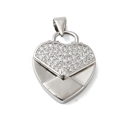 Rack Plating Brass & Clear Cubic Zirconia Pendants KK-S372-25P-1