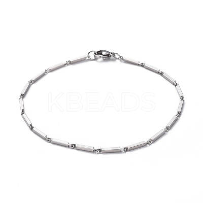Tarnish Resistant Unisex 201 Stainless Steel Bar Link Chain Bracelets BJEW-L637-42A-P-1