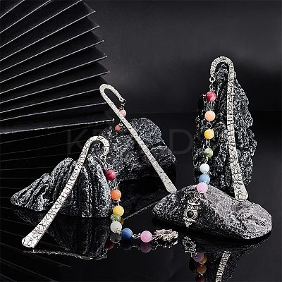 AHADEMAKER 5Pcs 5 Style Tibetan Style Alloy Bookmarks AJEW-GA0004-85-1