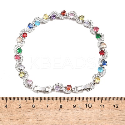 Platinum Tone Brass Micro Pave Cubic Zirconia Tennis Bracelets BJEW-B160-08P-1