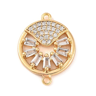 Brass Pave Clear Cubic Zirconia Connector Charms KK-S389-37G-1