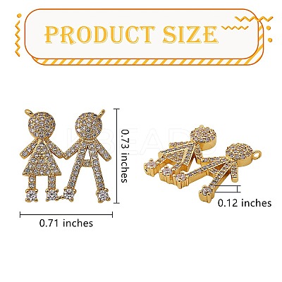 5Pcs Brass Micro Pave Clear Cubic Zirconia Pendants ZIRC-SZ0002-50-1