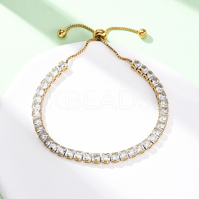 304 Stainless Steel Pave Clear Cubic Zirconia Tennis Bracelets BJEW-G754-03G-02-1