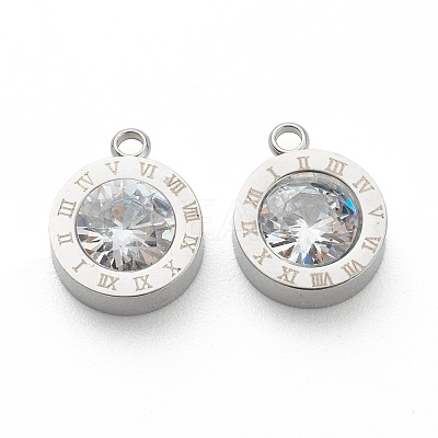 304 Stainless Steel Rhinestone Charms STAS-Z009-17P-1