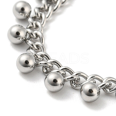Non-Tarnish 304 Stainless Steel Round Ball Charms Link Chain Bracelets BJEW-G686-05P-1