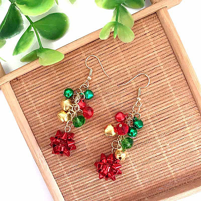 Christmas Bell & Flower Alloy Dangle Earrings WGBF40A-03-1