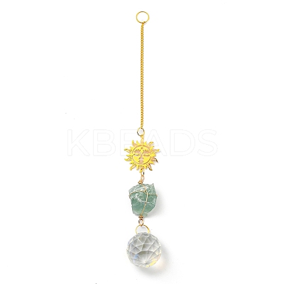 Wire Wrapped Nuggets Natural Fluorite Pendant Decorations LS-HJEW-C008-03E-G-1
