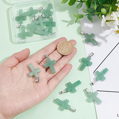 16Pcs Religion Natural Green Aventurine Pendants G-UN0001-08A-1
