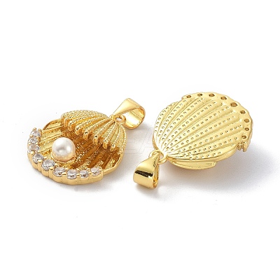 Brass Clear Cubic Zirconia Pendants KK-B047-18G-1