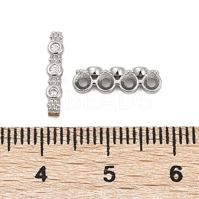 Brass Micro Pave Clear Cubic Zirconia Spacer Bars KK-P302-26P-1