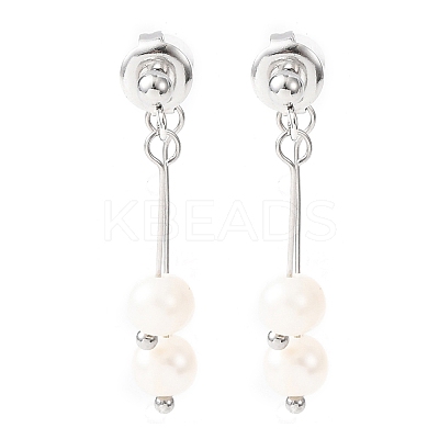 304 Stainless Steel Round Tassel Stud Earrings EJEW-K268-89P-1