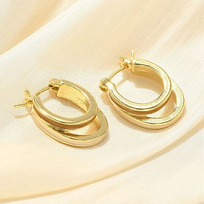 Two-layer Oval Brass Enamel Hoop Earrings EJEW-S252-03B-G-1