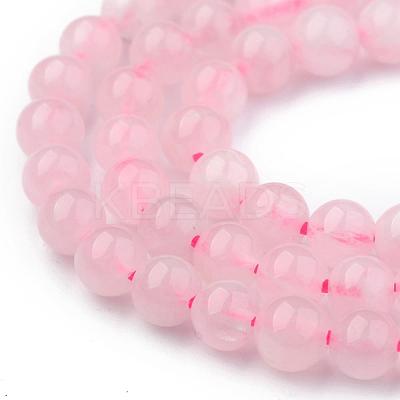 Natural Rose Quartz Round Beads Strands X-G-P072-05-4mm-1
