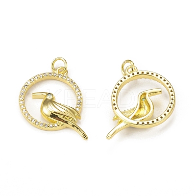 Brass Micro Pave Cubic Zirconia Bird Pendants KK-E068-VB306-1