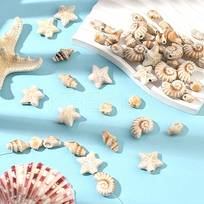 25Pcs 5 Styles Handmade Porcelain Ceramic Beads PORC-YW0001-85-1