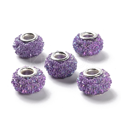 AB Color Resin Rose Flower European Beads RESI-M001-05C-1