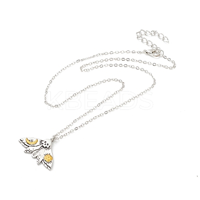 Enamel Skull Moth with Moon Pendant Necklace LS-NJEW-G056-09AS-1