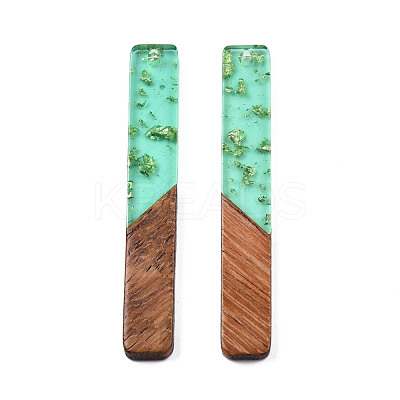 Transparent Resin & Walnut Wood Big Pendants RESI-N025-034-A02-1