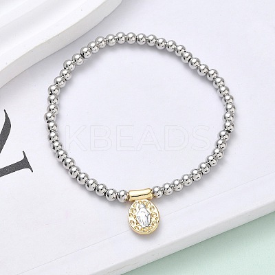Brass Oval Charms Bracelets BJEW-B148-03A-02-1
