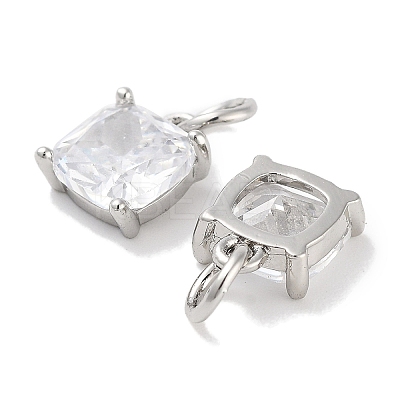 Brass Micro Pave Cubic Zirconia Charms KK-C051-15P-01-1