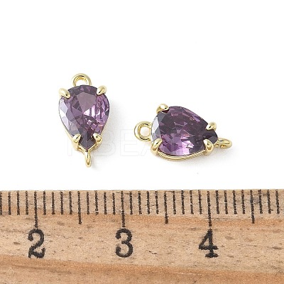 Brass Pave Cubic Zirconia Connector Charms KK-F892-53G-01-1