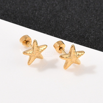 304 Stainless Steel Star Stud Earrings EJEW-I320-10G-1