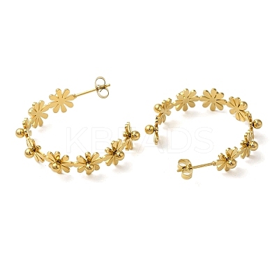 304 Stainless Steel Flower Stud Earrings EJEW-K290-01G-1