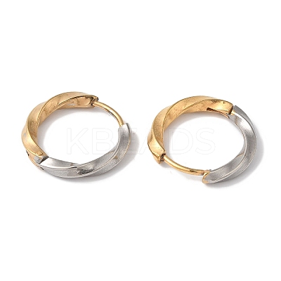 Twist Ring Ion Plating(IP) 304 Stainless Steel Two Tone Hoop Earrings for Women EJEW-L287-060GP-1